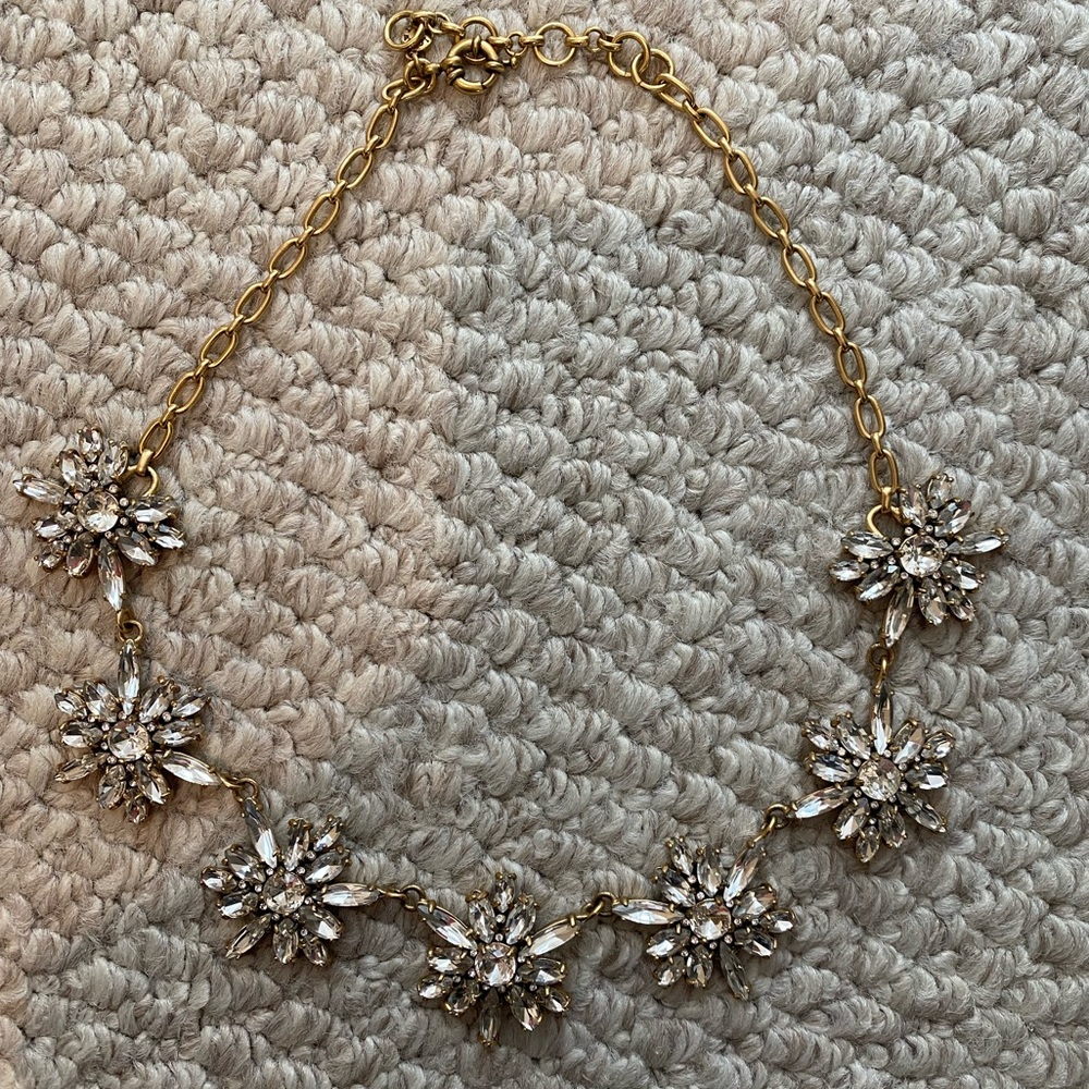 JCREW - Beautiful, festive necklace. 21 inches long. Gold rhinestones.